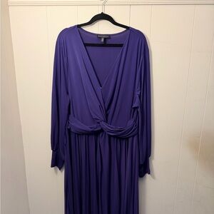 Eloquii Purple Long Sleeve Dress with Knot Detail